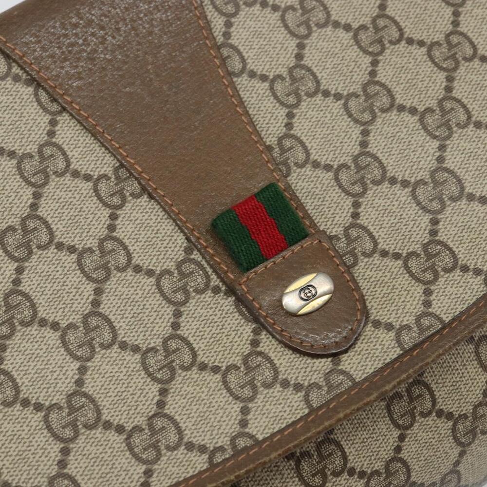 GUCCI GG Supreme Web Sherry Line Clutch Bag PVC Beige Gold 89 01 031 Auth 156430 - Picture 8 of 16